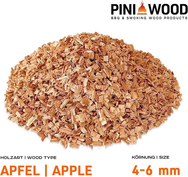 PINI 5 Kg Räucherchips Apfel 4-6 mm Smoking Chips Räucherspäne 18 Liter