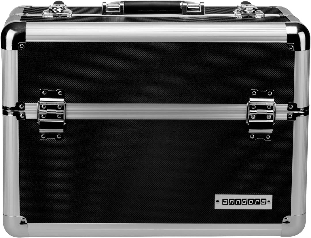 anndora® Werkzeugkoffer 24L Präsentationskoffer Etagenkoffer Schwarz + Schlüssel, Schwarz
