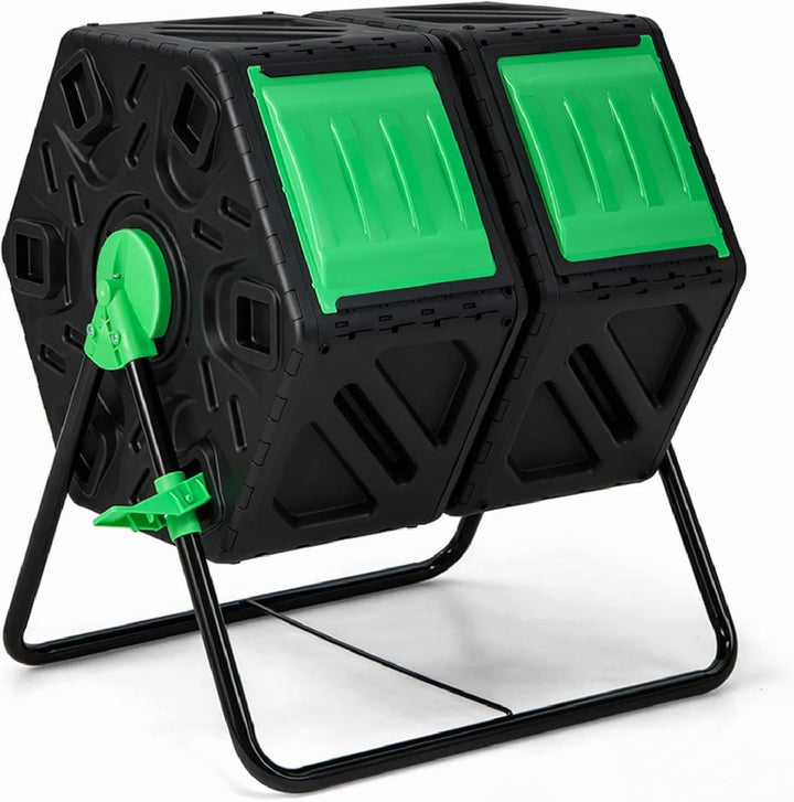 WESTMANN Kunststoff Trommelkomposter Humus-Duo | 2er rotierender Komposter | 120 L | Mobiler Kompost