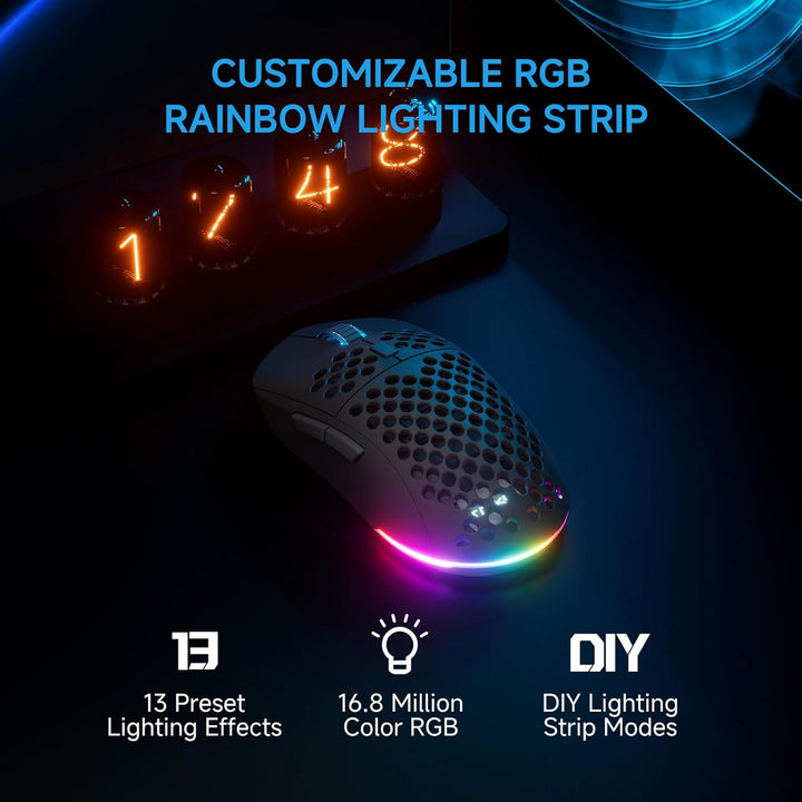 TMKB Falcon M1 Kabellose Gaming Maus - 24000 DPI, 180h Akkulaufzeit, 90g Ultra-Leicht, 6 Programmier