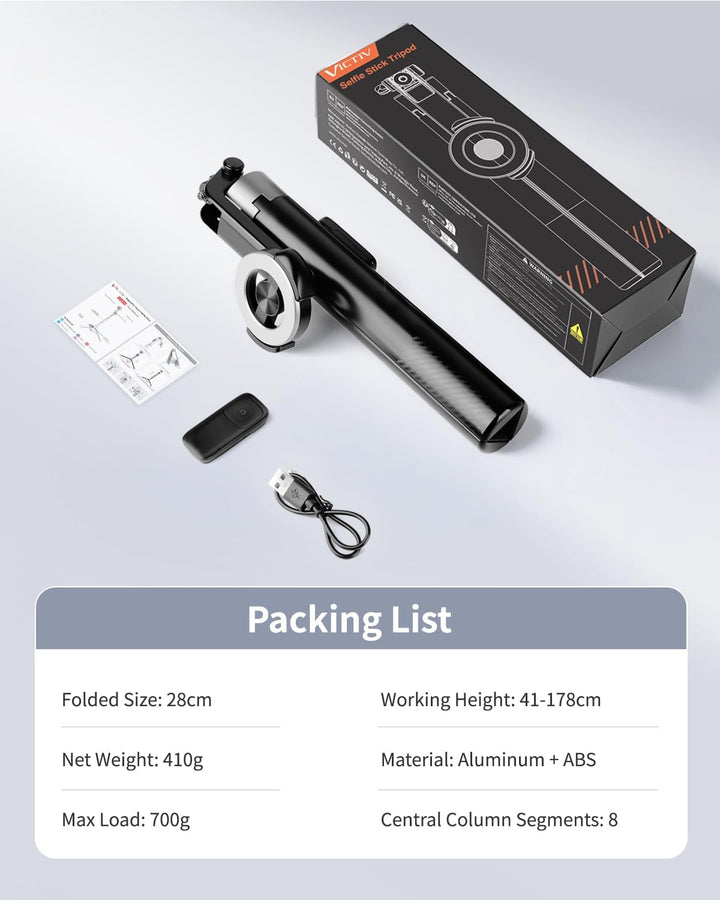 Victiv 178cm Magnetisches Handy Stativ, Starkes Magnet Smartphone Stativ für iPhone16/15/14/13 Pro M