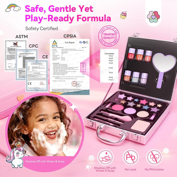 SAVILAND Kinderschminke Set Mädchen Schminkkoffer: All-in-1 Kreativ Kinder Make Up Set Waschbar Schm