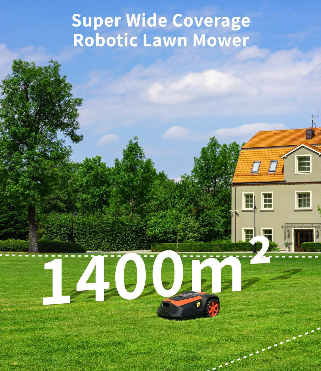 M1 Mähroboter mit Begrenzungskabel bis zu 1400 m², Rasenmäher Roboter, 25-65 mm Schnitthöhe, 47% Ste