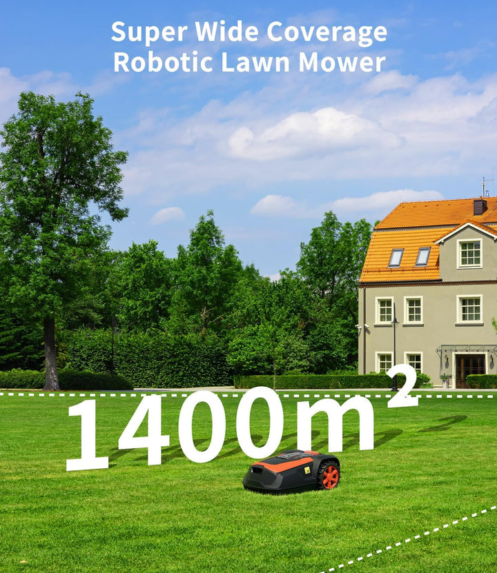 M1 Mähroboter mit Begrenzungskabel bis zu 1400 m², Rasenmäher Roboter, 25-65 mm Schnitthöhe, 47% Ste
