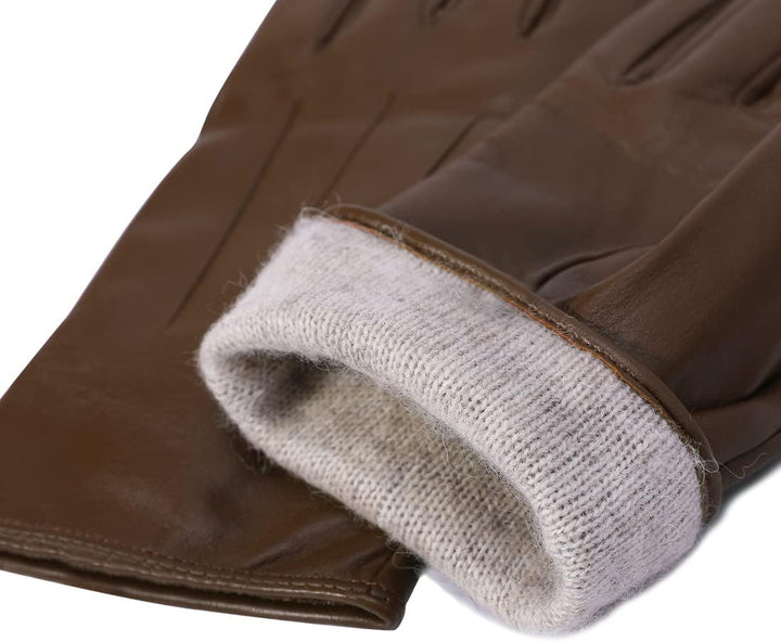 Harssidanzar Damen Lederhandschuhe Winter Warmes Kaschmirfutter Touchscreen Vintage Finished GL017EU