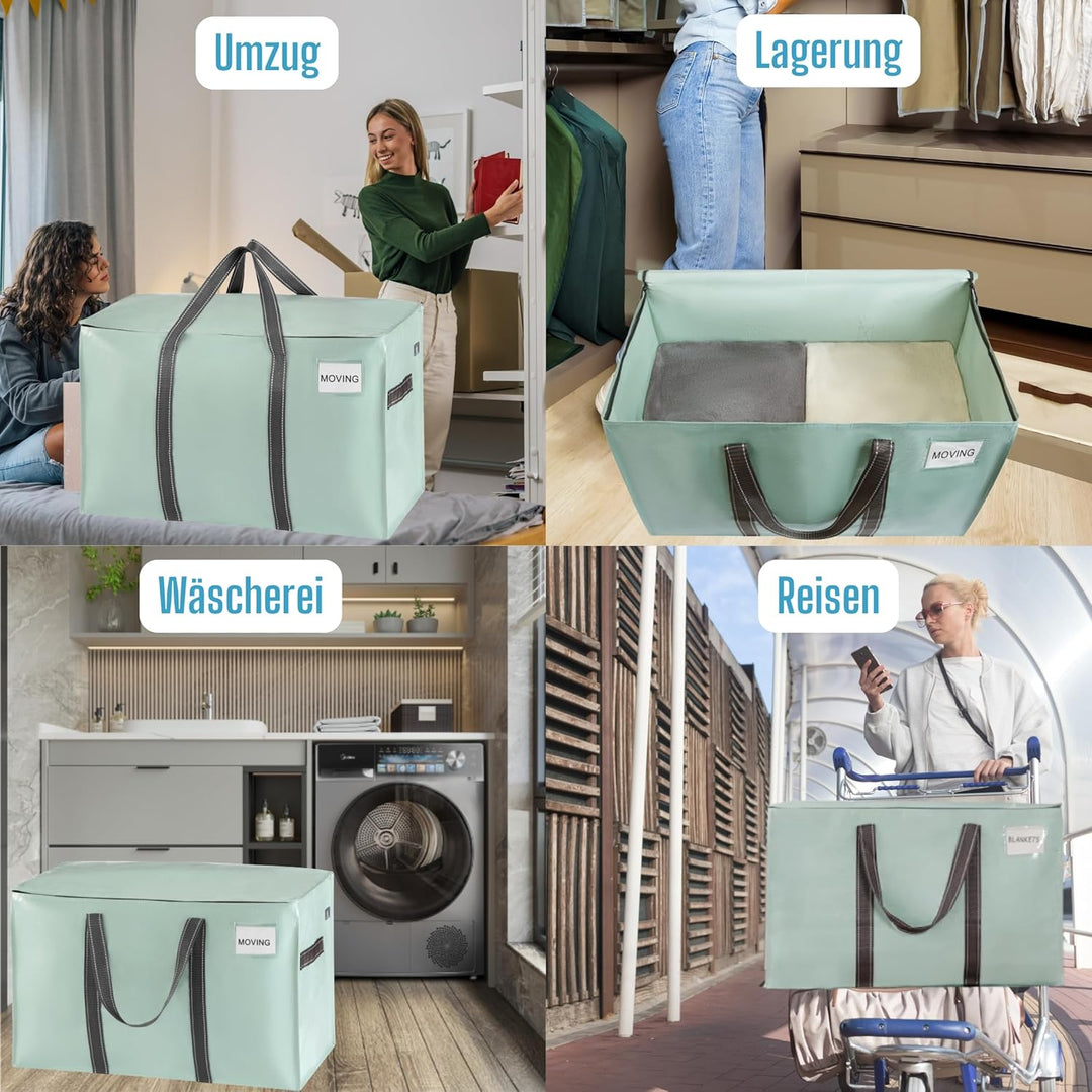 VENO 102 Liter Grosse Aufbewahrungstasche, Aufbewahrungsbox mit Deckel, Starke Griffe Umzugstaschen