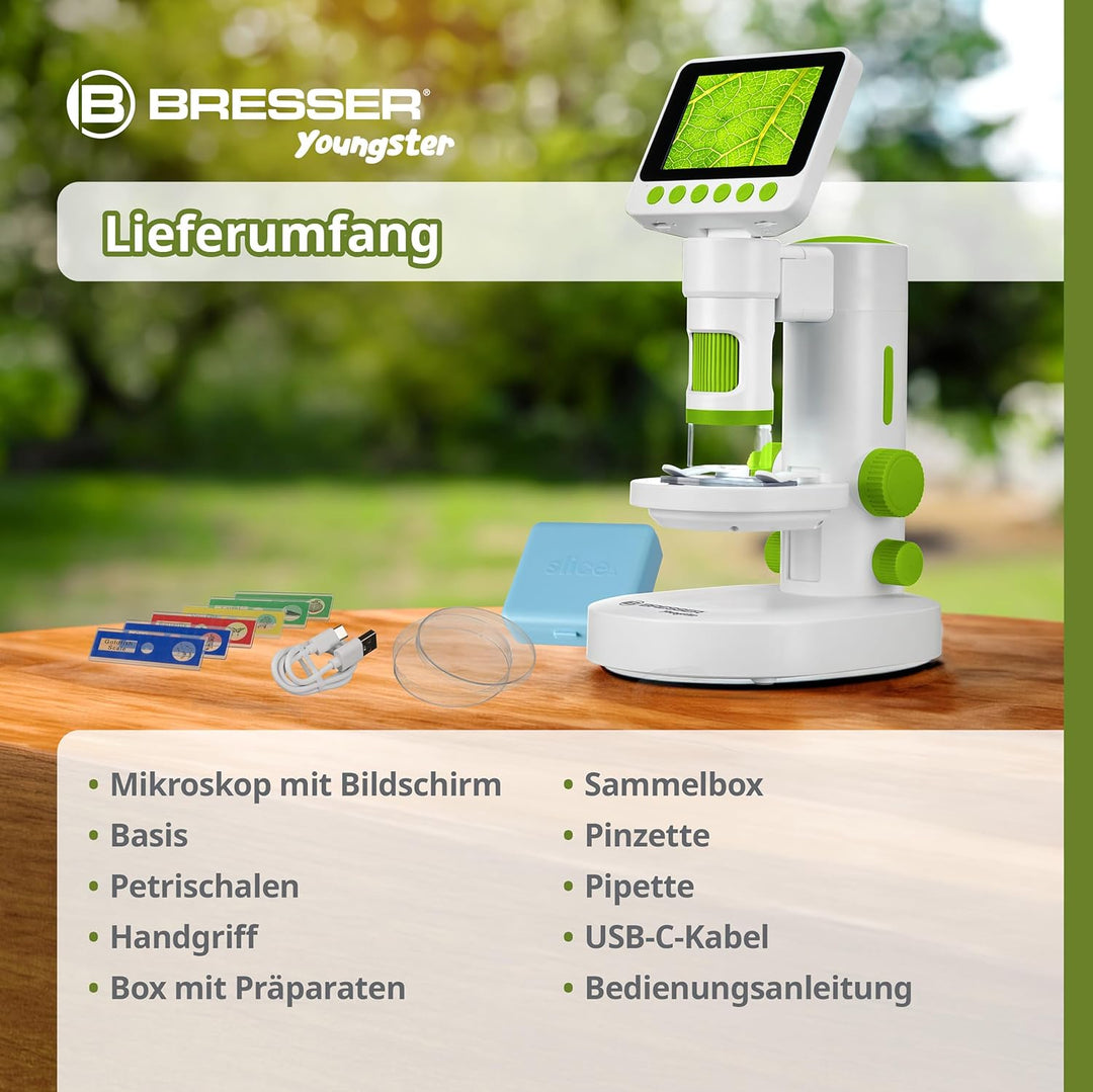 Bresser Youngster LCD-Mikroskop digitales Kinder-Mikroskop 3,5" Display 11,4x-129,8X Vergrösserung 4