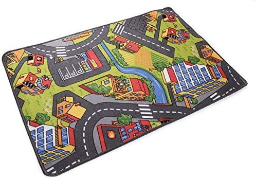 Kinderteppich Spielteppich Strassenteppich Stadt Kinderzimmer Häuser Auto Teppich für Jungen und Mäd