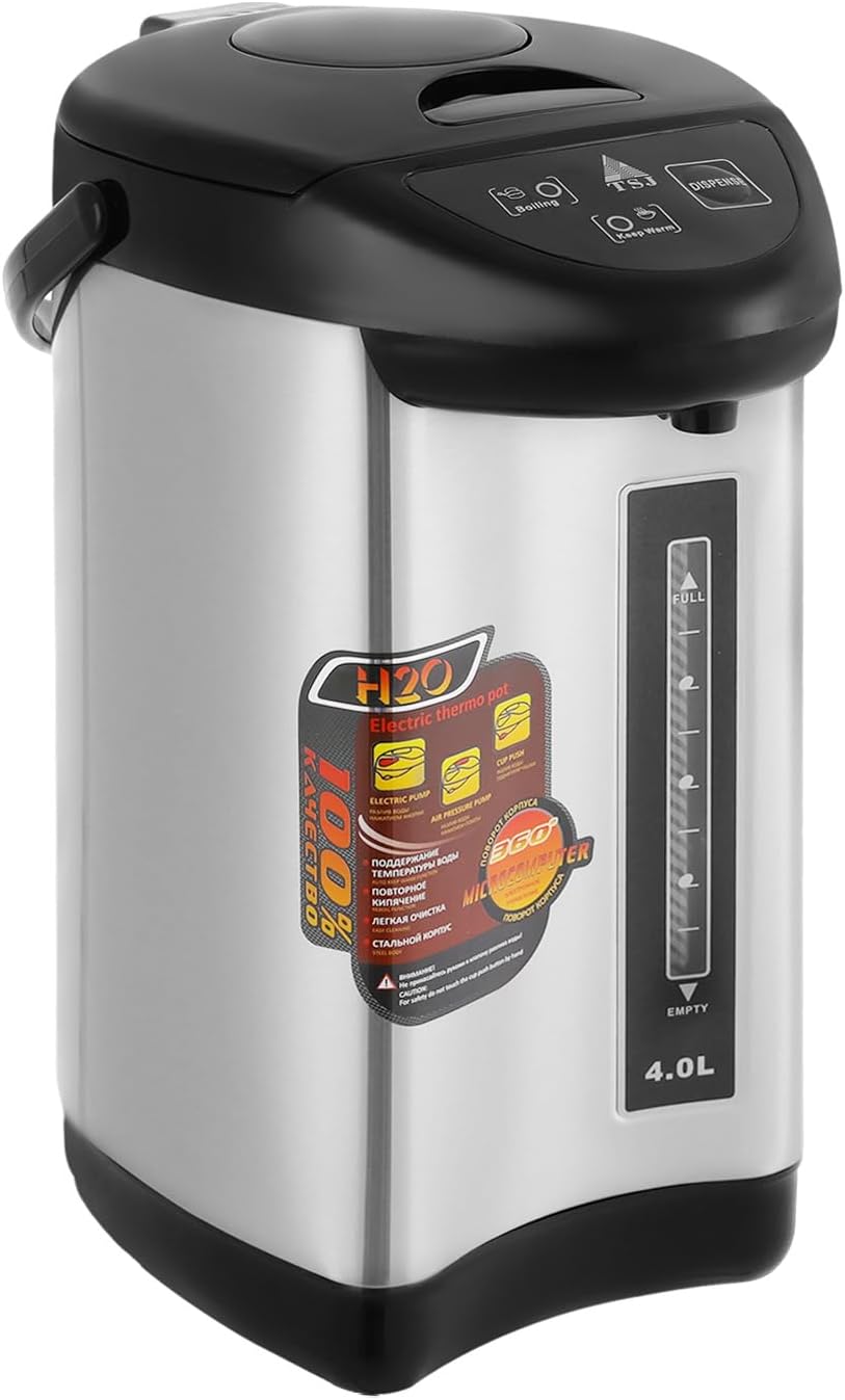 JIDIJINGH 4L Thermopot Elektrischer Wasserkocher mit Warmhaltefunktion 750W, Konstante Temperatur 92