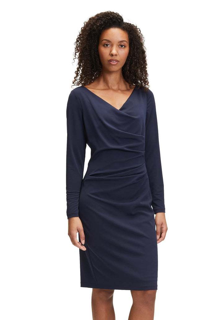 Vera Mont Damen Cocktailkleid mit V-Ausschnitt 44 Blau, 44 Blau