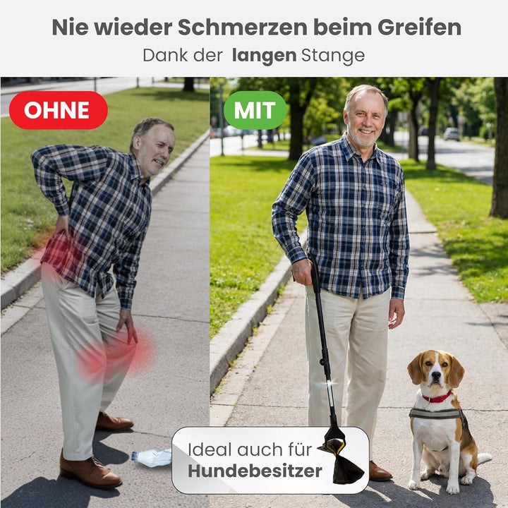 Greifzange für Senioren [80 cm] faltbarer Greifer zum aufheben | Reacher aus Aluminium | Müllzange 3