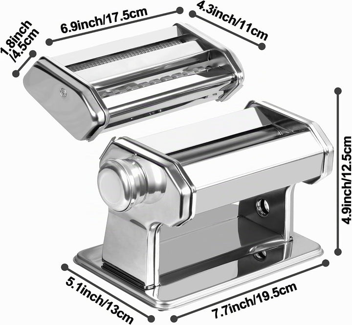 Alyoen Nudelmaschine Manuell, Pasta Maker aus Edelstahl, Pastamaschine mit 9 Einstellbaren Stärkeein