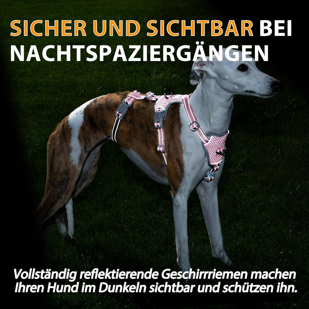 Huntboo Sicherheitsgeschirr Hund Ausbruchsicher, Panikgeschirr für Hunde, Anti Zug Hundegeschirr, Re