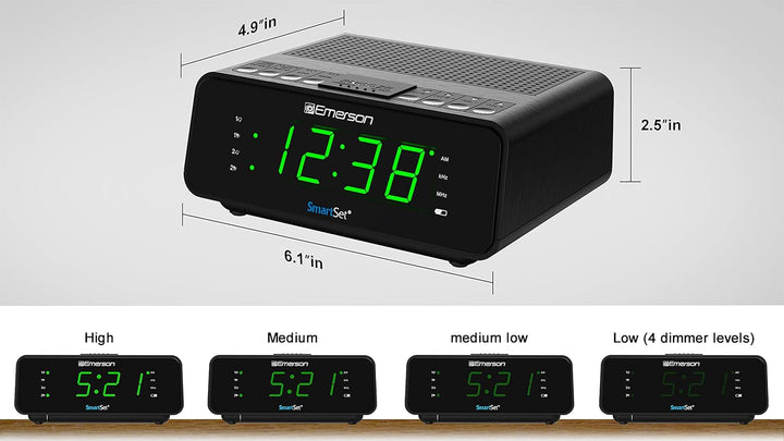 Emerson SmartSet Wecker Radio mit AM/FM Radio, Dimmer, Sleep-Timer und 0,9 Zoll LED-Display, CKS1900