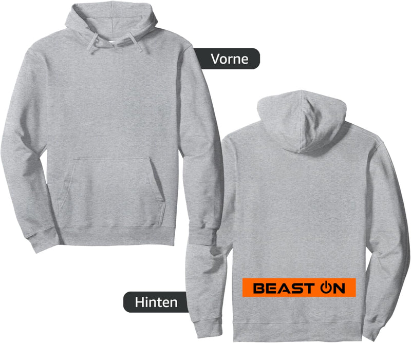 Beast ON Rücken Motiv orange Farbe Fitness Gym Motivation Pullover Hoodie