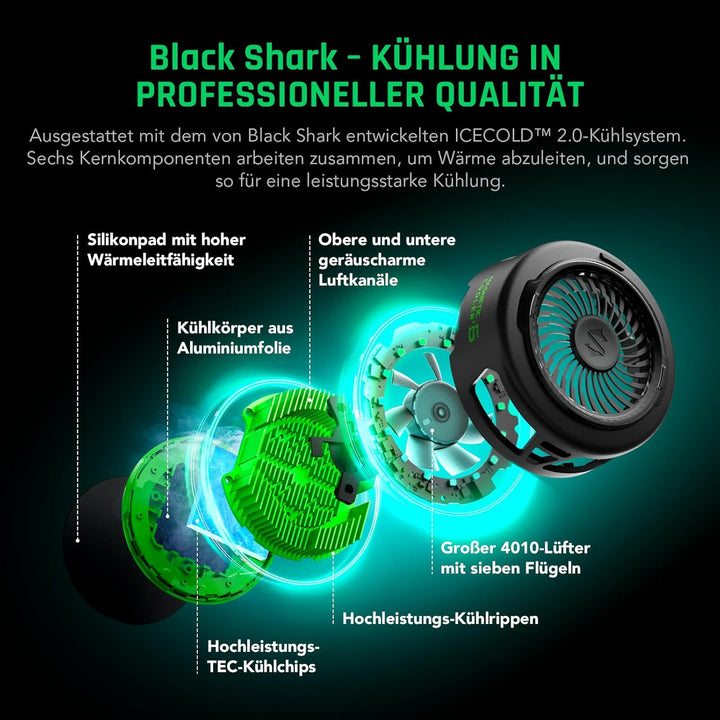 Black Shark FunCooler 6 Magnetic Phone Cooler für Gaming, Tragbarer Handy Kühler mit RGB-Beleuchtung