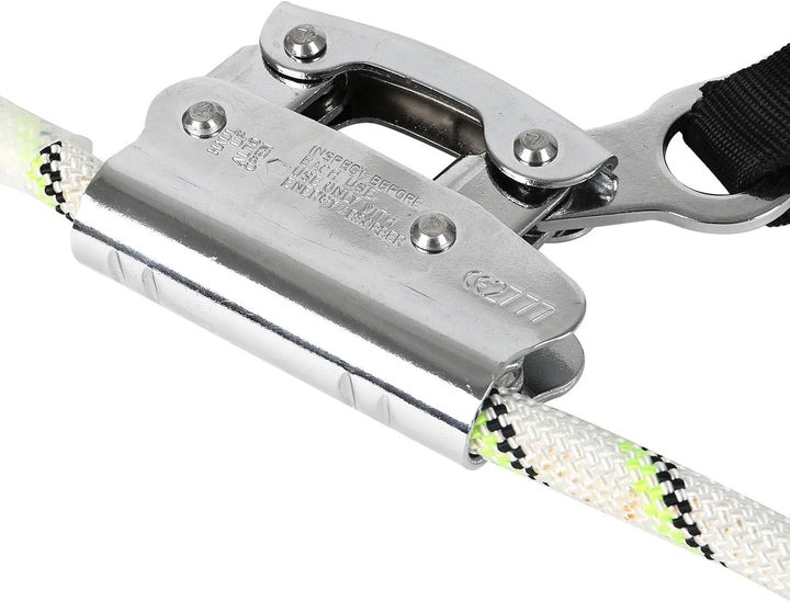 MENAYODA Safety Auffanggerät Mitlaufend auf 12mm Kernmantelseil 15m mit Bandfalldämpfer, PSA, Höhens