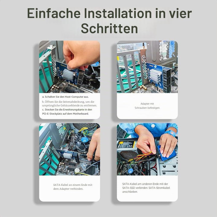 10Gtek 4-Port PCIe SATA-Karte 6 Gbit/s SATA3.0 Controller X1, unterstützt 4 SATA 3.0 Geräte, Windows
