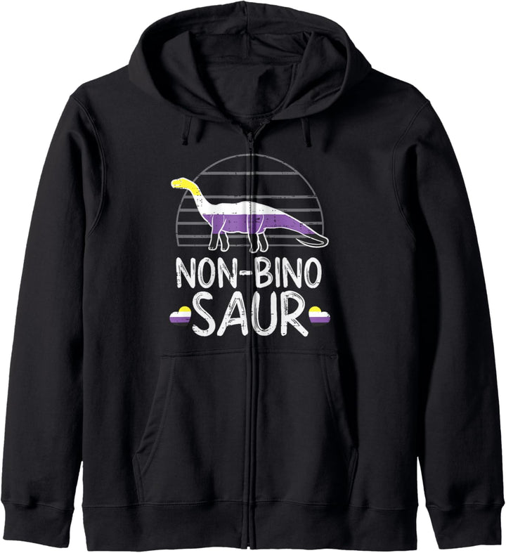 Non Bino Saur Dinosaur LGBTQ Non-Binary Flag Genderqueer Kapuzenjacke