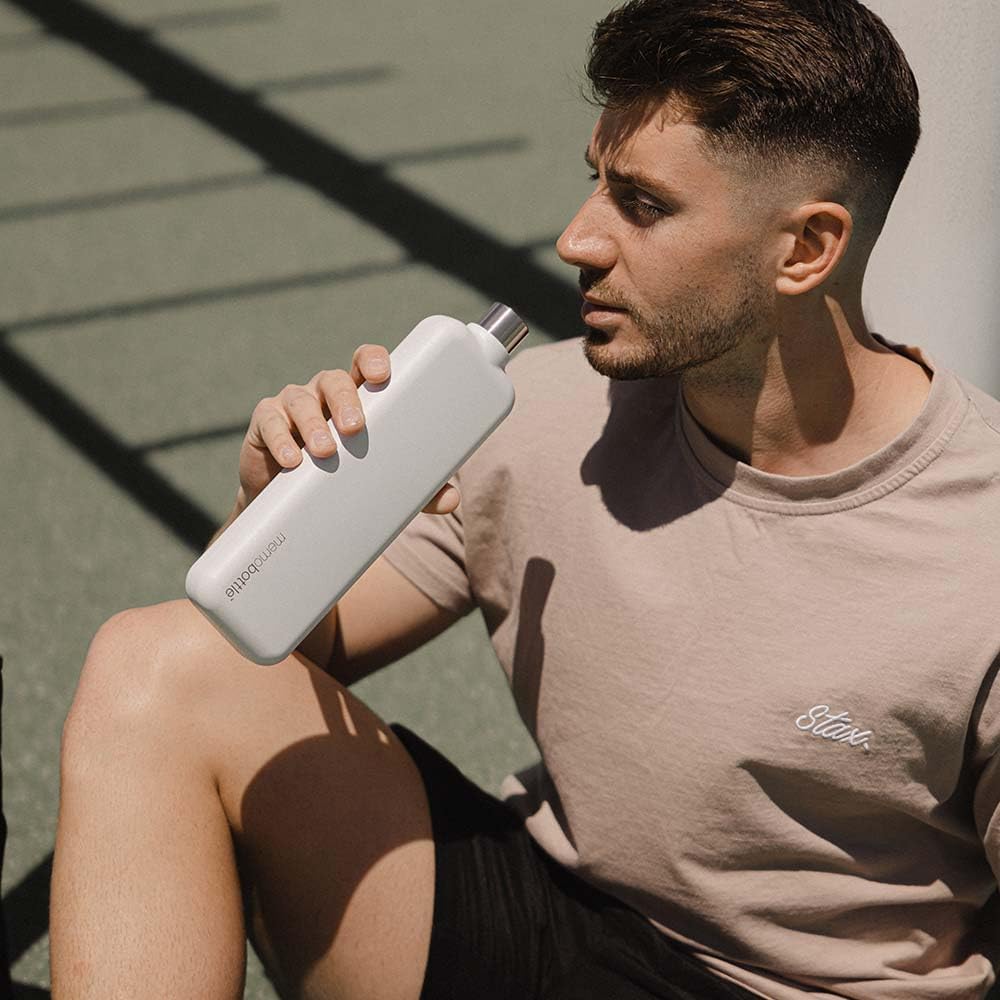 memobottle - Edelstahl (Weiss) | Robust, Auslaufsicher, Premium Trinkflasche | BPA-frei | Ideal für
