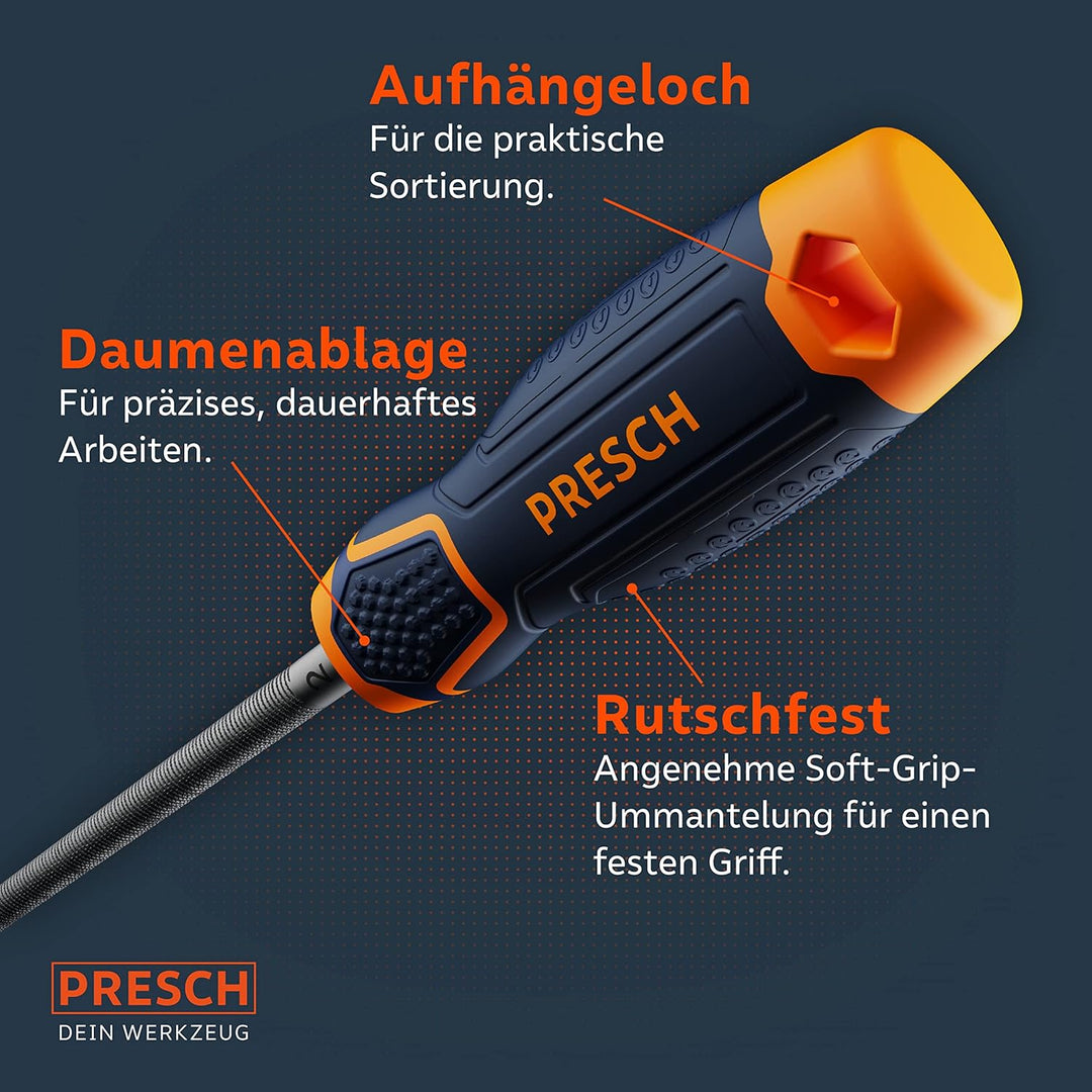 Presch Feilenset Metall und Holz 6tlg. - Hochwertiges Profi Feilen Set mit Hieb 2 inkl. Halbrundrasp