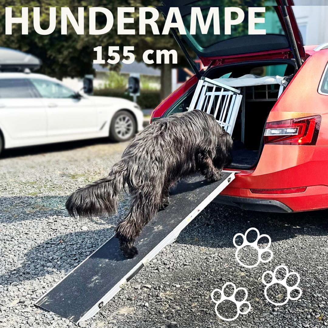 Petigi Hunderampe Hundetreppe Auto Kofferraum Treppen Rampe Einstiegshilfe für Hunde Klappbar Alumin