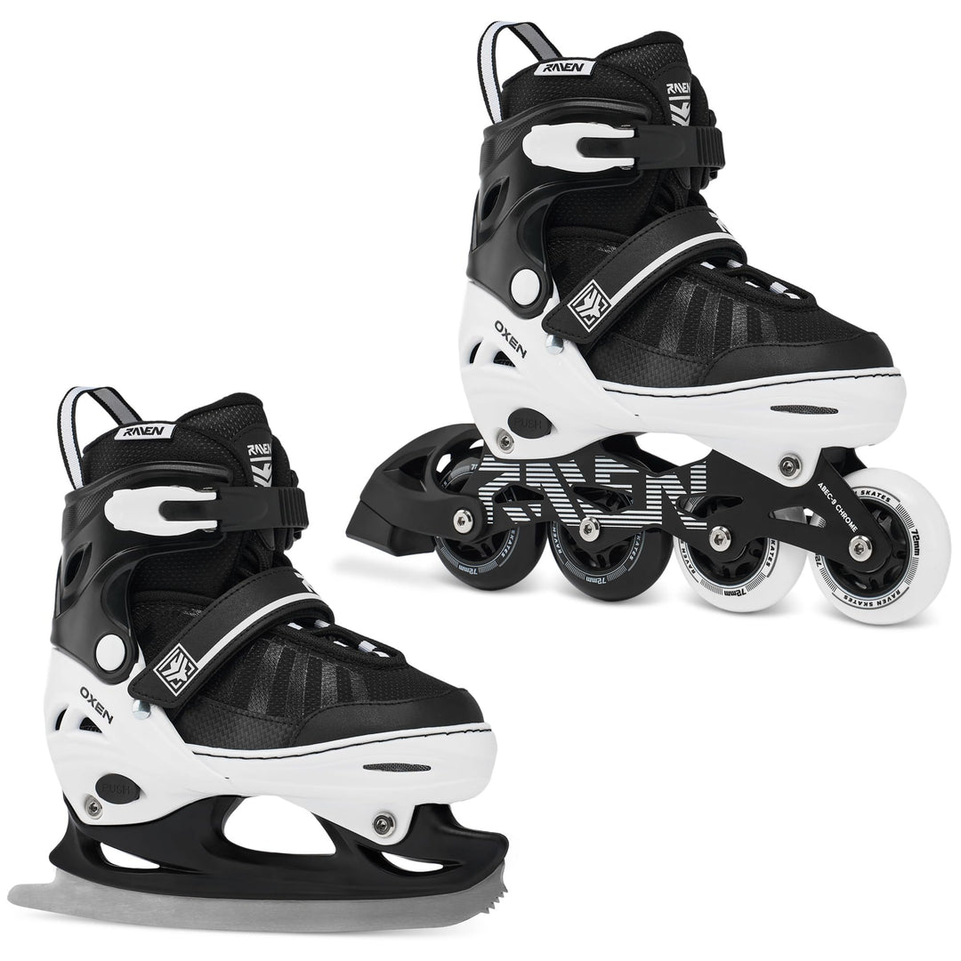 RAVEN Inline Skates Inliner für Kinder und Erwachsene OPTIONAL 2in1 mit Schlittschuhen verstellbar O