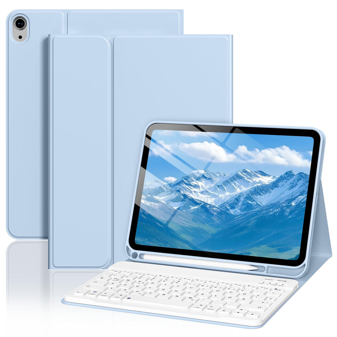 aoub Hülle mit Tastatur für iPad (A16) 11. Generation/10. Generation 10,9" Blau, Blau