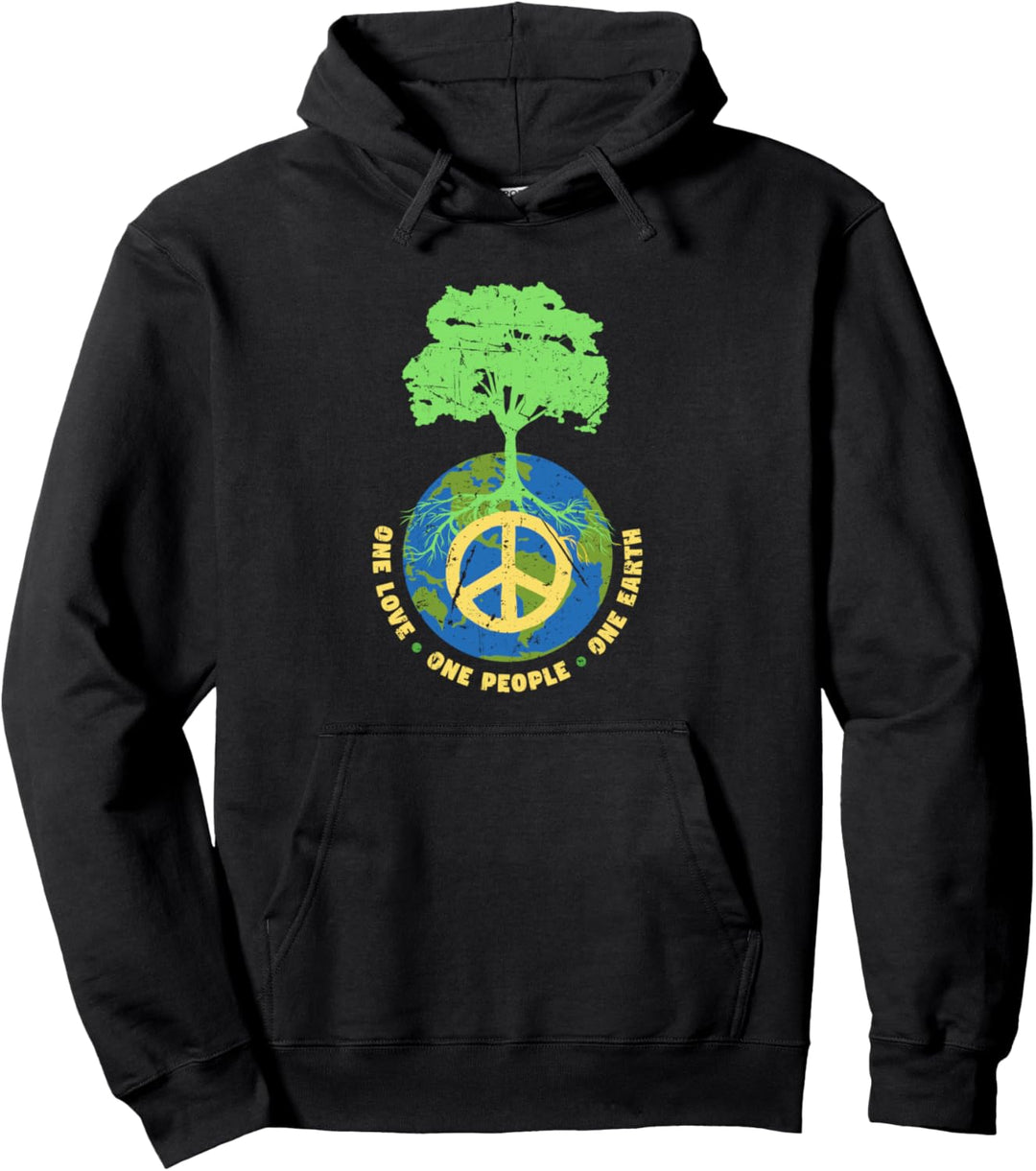Weltfriedensbaum One Love Earth Friedenszeichen Umwelttag Pullover Hoodie