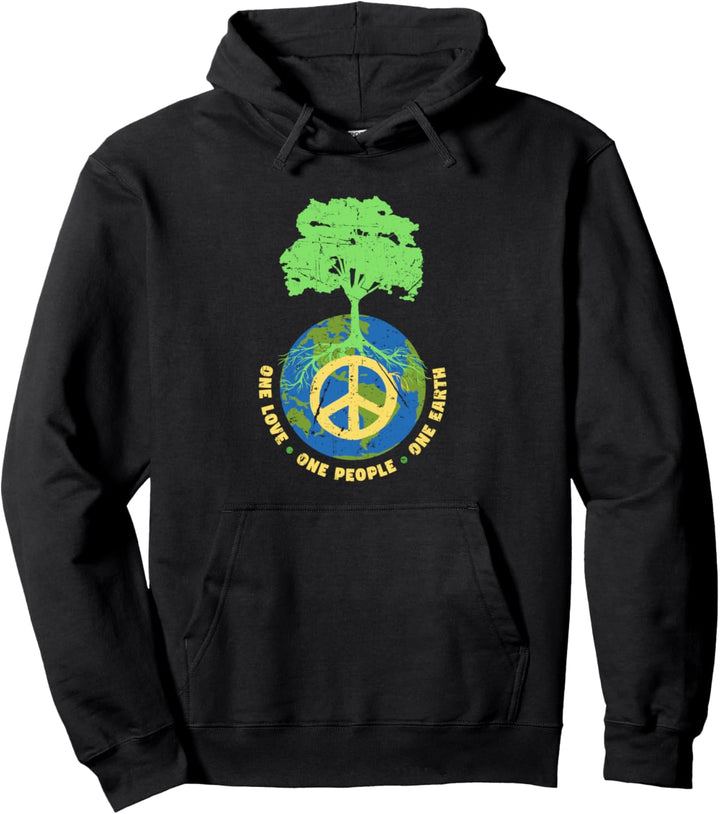 Weltfriedensbaum One Love Earth Friedenszeichen Umwelttag Pullover Hoodie