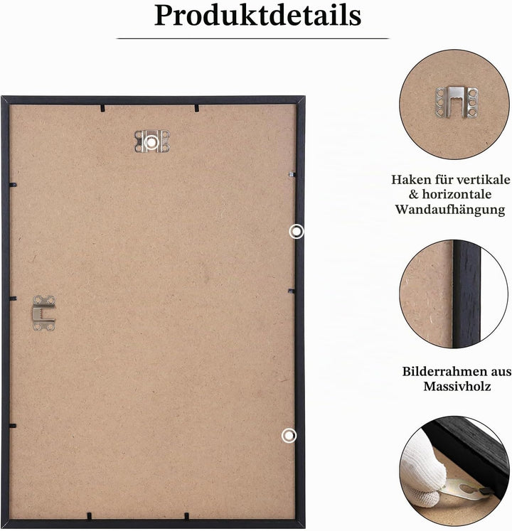 A3-Zertifikat-Bilderrahmen, 2er-Pack schwarzer Holz-Bilderrahmen mit Plexi-glass für Wandmontage-Dis