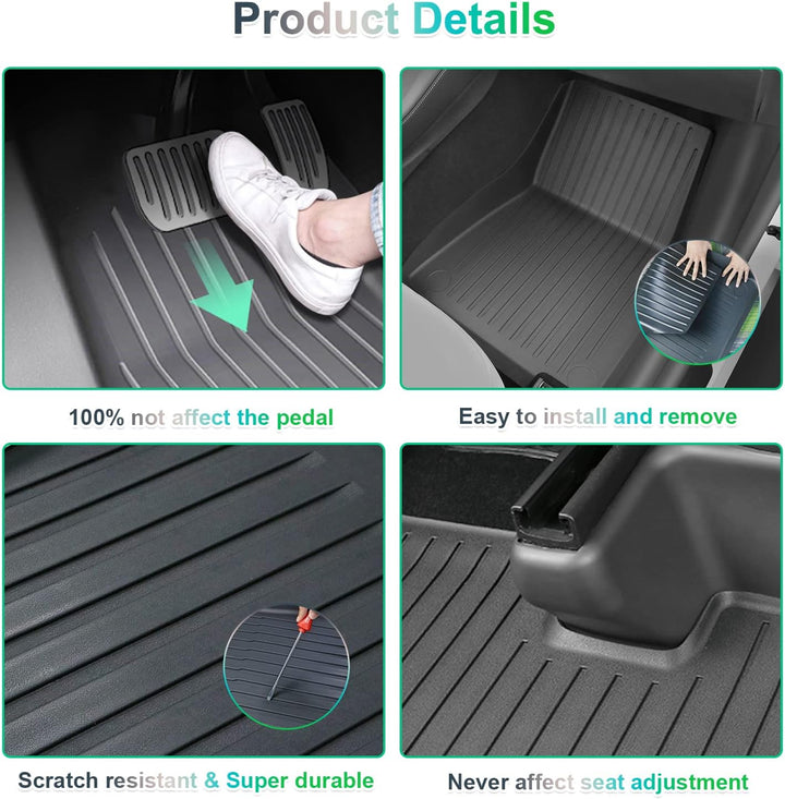 GAFAT Tesla Model Y 2024 2023-2021 Fussmatten, Tesla OEM-Original Model Y Fussmatten Gummimatten, TP