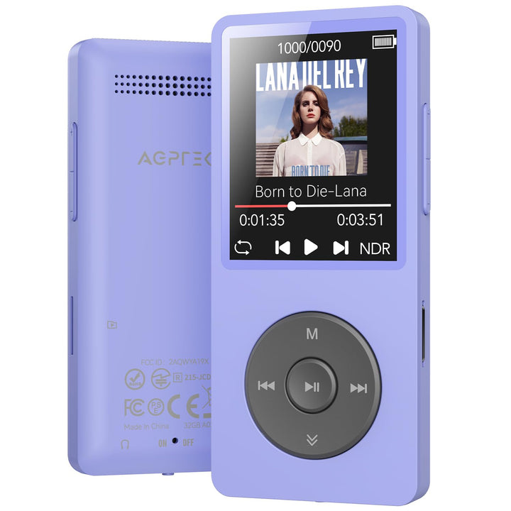 AGPTEK MP3 Player 32GB Bluetooth 5.3, 1.8 Zoll 40 Stunden Wiedergabezeit Digital Kinder MP3 Player m