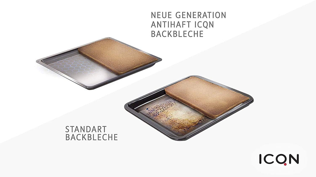 ICQN Backblech mit Antihaftbeschichtung 45.5 x 37.5 x 6 cm, Extra Tiefe Fettpfanne für Backofen und