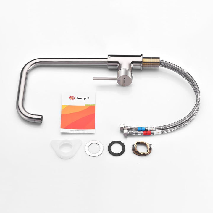 IBERGRIF M22105A, Hoch Küchenarmatur, Einhebel Spültischarmatur, Wasserhahn für Küche, Matt, Grau, G