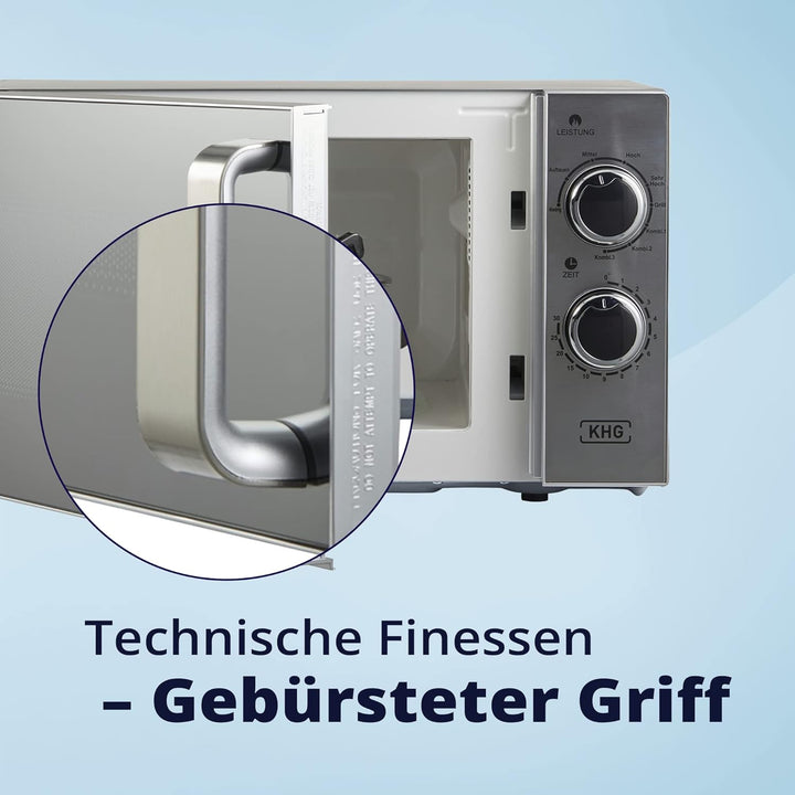 KHG Mikrowelle MW-20.1GSS mit Grill 20 L aus Metall in silber, 5 Leistungsstufen und 3 Kombinationss