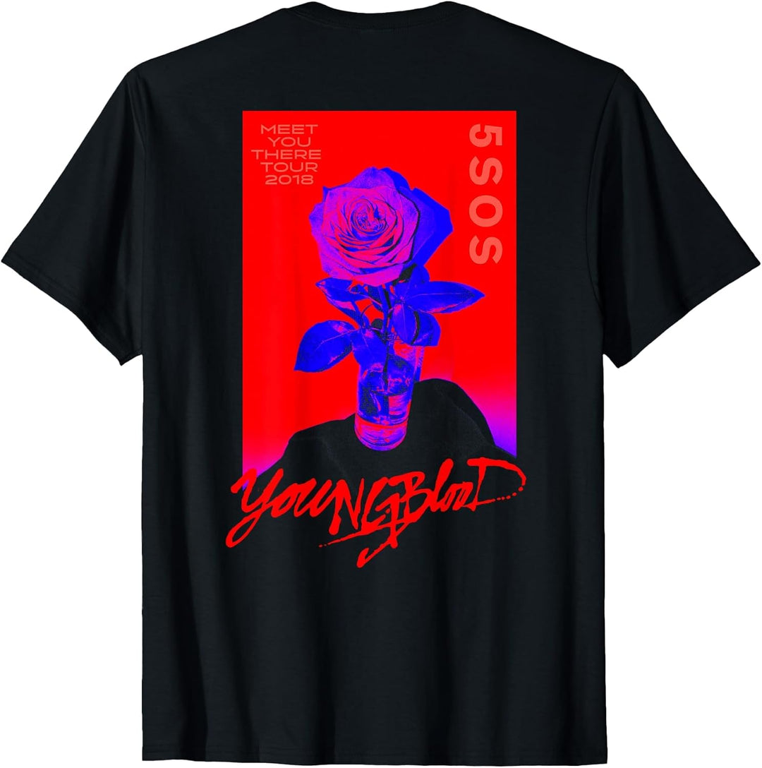 5 Seconds of Summer - Youngblood Logo Rose Front Back Print T-Shirt