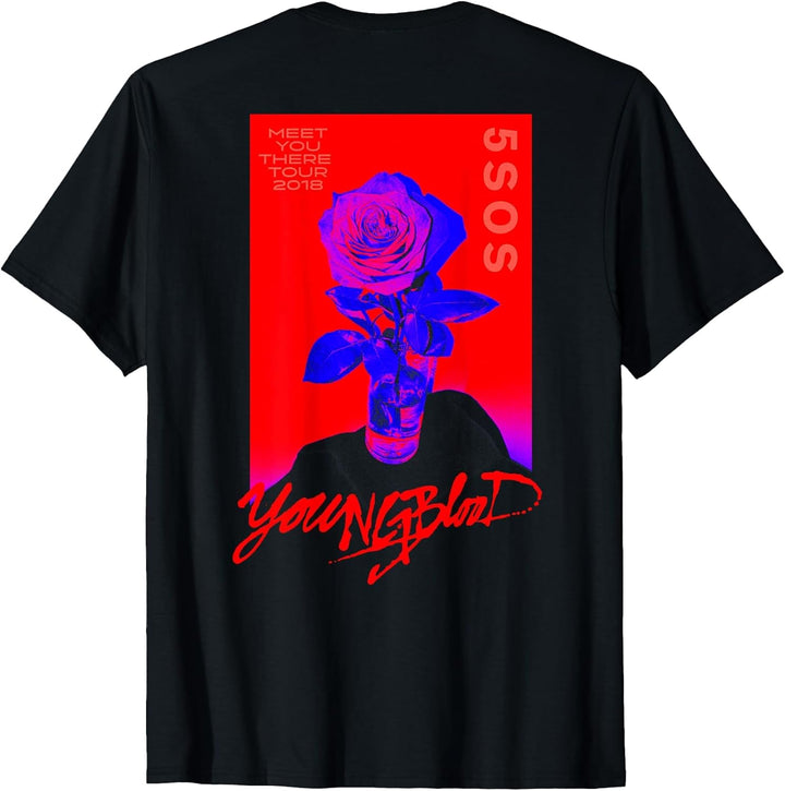 5 Seconds of Summer - Youngblood Logo Rose Front Back Print T-Shirt
