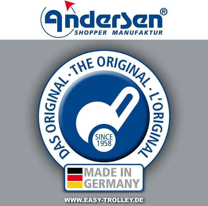 Andersen Shopper Quattro Stahl höhenverstellbar mit Rad Ø 15 und 20 cm und 49 Liter Tasche Senta sch