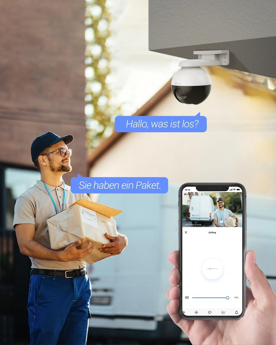 EZVIZ 2K WLAN IP PT Kamera, Outdoor Kamera mit KI-Personenerkennung, Active Verteidigung, 30 Meter F