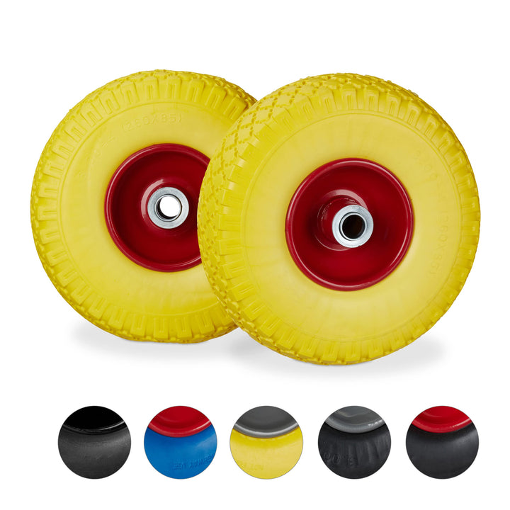 Relaxdays 4 x Sackkarrenrad, pannensichere Vollgummireifen, 3.00-4" Stahlfelge, 20 mm Achse, 100kg,