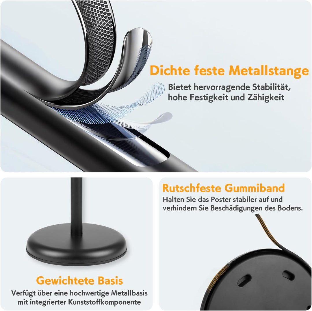 Infoständer DIN A4 210x297mm Höhenverstellbar Edelstahl informationsständer Schawrz (1), 1