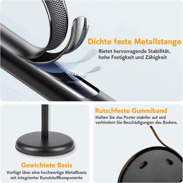 Infoständer DIN A4 210x297mm Höhenverstellbar Edelstahl informationsständer Schawrz (1), 1