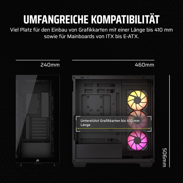 CORSAIR 3500X ARGB Mid-Tower ATX PC-Gehäuse - Gehärtetes Panorama-Glas - Umgekehrte Verbindung Mothe