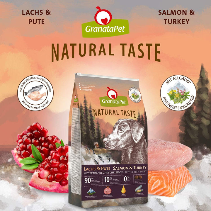 GranataPet Natural Taste Lachs &amp; Pute, 12 kg, Trockenfutter für Hunde, Hundefutter ohne Getreide &amp; o