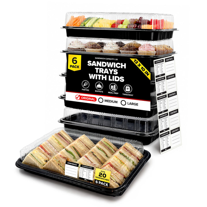 Catering-Tabletts mit Deckel, 33 cm, Serviertablett mit Deckel, strapazierfähig, recycelbar, Kunstst