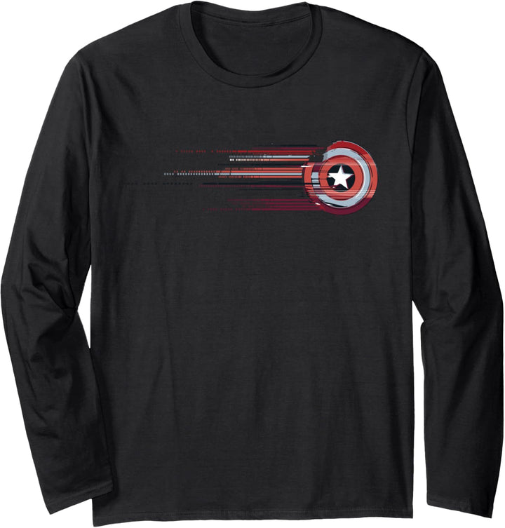 Marvel Captain America Shield Glitch Stripes Langarmshirt