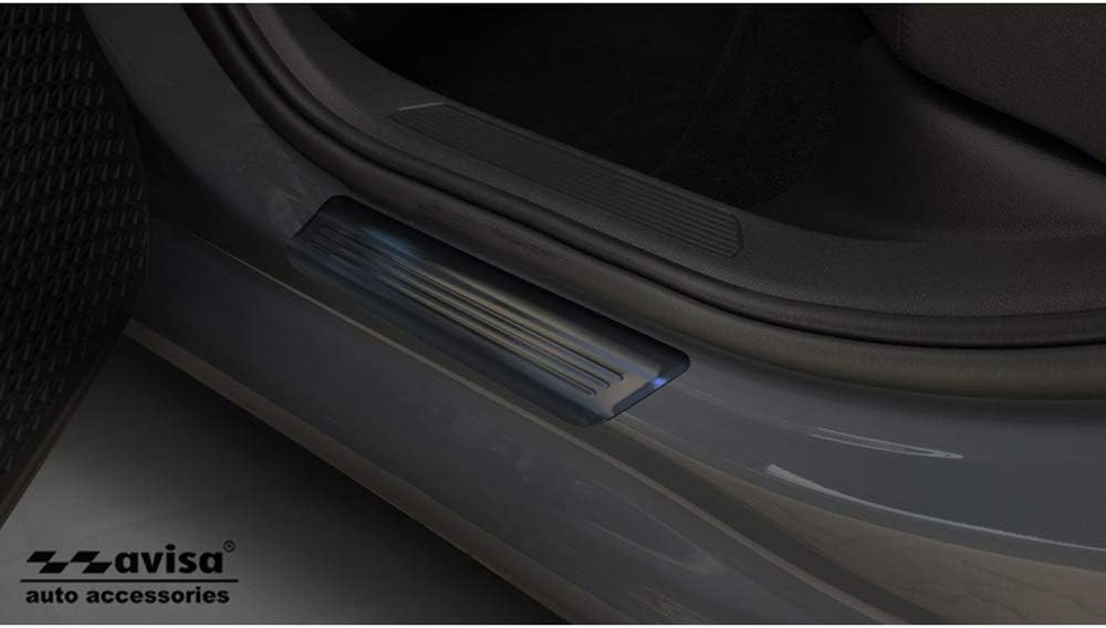 Avisa Black INOX Door sill Protectors Compatible with Volkswagen Golf VIII HB/Variant 2020- Brushed
