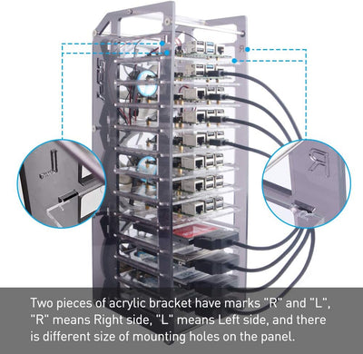 GeeekPi Raspberry Pi Cluster Gehäuse, Raspberry Pi Rack Gehäuse Stapelbares Gehäuse mit Lüfter 120 m