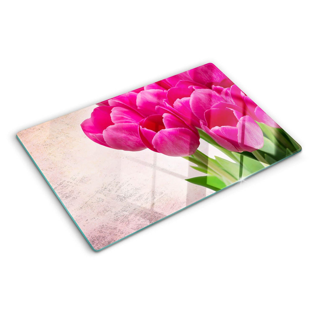 Küchenbrett Glas 80x52 cm Antibakteriell Dünn Glasplatte für die Küche Rutschfest Silikonfüsse Dekor